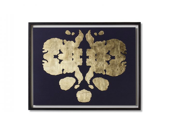 Tranh Gold Rorschach Print B On Navy Paper
